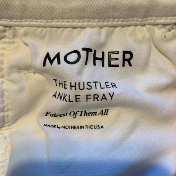 MOTHER Chalk Ivory High Waisted Rascal Ankle Fray Jeans - Picture 4 of 11